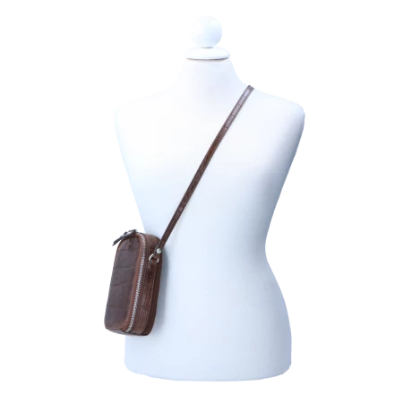 LouLou Essentiels Vintage Croco Mobilebag Cacao 9 LouLou Essentiels Vintage Croco Mobilebag Cacao - Afbeelding 7