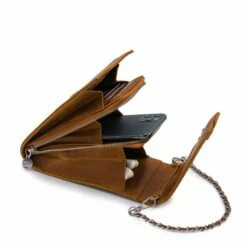 MOSZ Telefoontasje Nature Vintage Cognac Brushed Silver -NL Rugzak Verkoopwinkel 3 vintage cognac silver