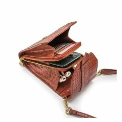 MOSZ Telefoontasje Croco Cognac Gold -NL Rugzak Verkoopwinkel 3. binnenkant bruin goud