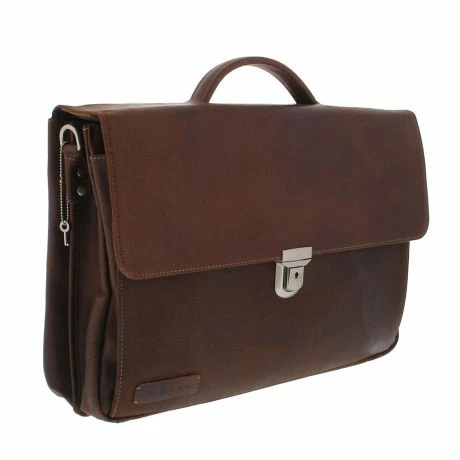 Plevier Vintage Manchester Laptoptas 3-vaks 17.3" Brown 4 Plevier Vintage Manchester Laptoptas 3-vaks 17.3" Brown - Afbeelding 2