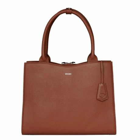 Socha Diamond Leather Businessbag 10-14" Cognac 3 Socha Diamond Leather Businessbag 10-14" Cognac