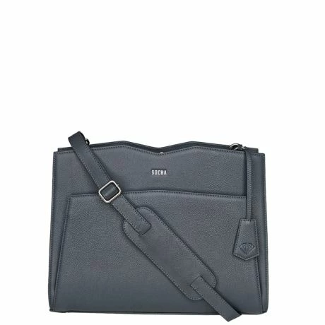 Socha Diamond Leather Shoulder Businessbag 12-14" Grey 5 Socha Diamond Leather Shoulder Businessbag 12-14" Grey - Afbeelding 3