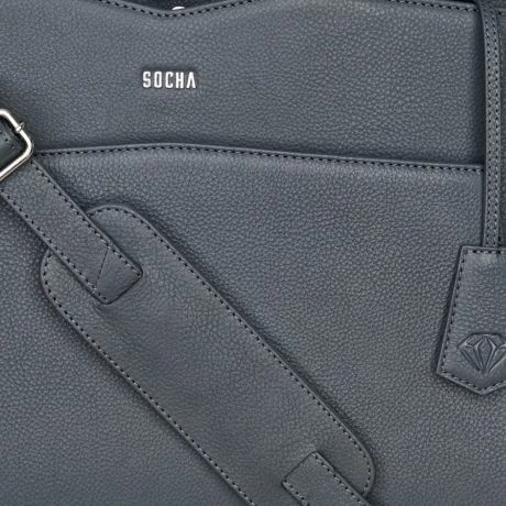 Socha Diamond Leather Shoulder Businessbag 12-14" Grey 8 Socha Diamond Leather Shoulder Businessbag 12-14" Grey - Afbeelding 6