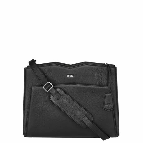 Socha Diamond Leather Shoulder Businessbag 12-14" Black 5 Socha Diamond Leather Shoulder Businessbag 12-14" Black - Afbeelding 3
