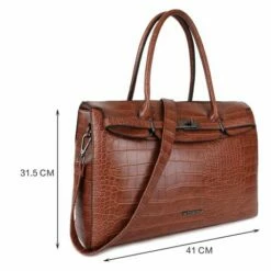 Wimona Sofia Schoudertas Croco Cognac -NL Rugzak Verkoopwinkel 5003 kleur cognac met afmeting