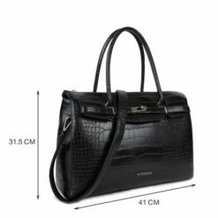 Wimona Sofia Schoudertas Croco Zwart -NL Rugzak Verkoopwinkel 5003 kleur zwart met afmeting