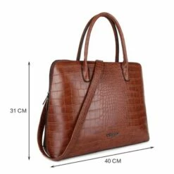 Wimona Luisa Schoudertas Croco Cognac -NL Rugzak Verkoopwinkel 5004 kleur cognac met afmeting