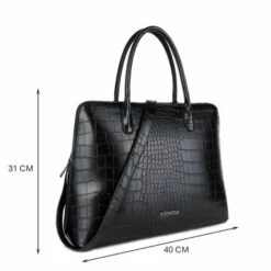 Wimona Luisa Schoudertas Croco Black -NL Rugzak Verkoopwinkel 5004 kleur zwart met afmeting