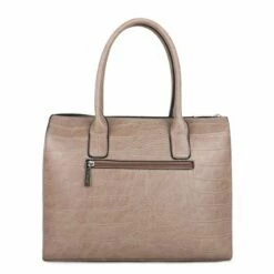 Wimona Liona Handtas Croco Taupe -NL Rugzak Verkoopwinkel 5005 kleur licht taupe achterkant