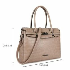 Wimona Liona Handtas Croco Taupe -NL Rugzak Verkoopwinkel 5005 kleur licht taupe met afmeting