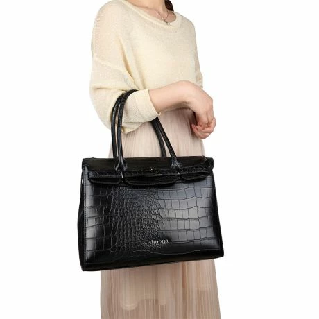 Wimona Liona Handtas Croco Black 10 Wimona Liona Handtas Croco Black - Afbeelding 8