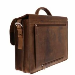 Plevier Retro Darwin Vintage Laptop Bag 2-Vaks 15.6" Brown -NL Rugzak Verkoopwinkel 552 2 darwin zijkantachter