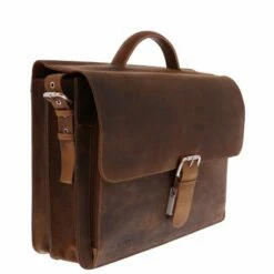 Plevier Retro Darwin Vintage Laptop Bag 2-Vaks 15.6" Brown -NL Rugzak Verkoopwinkel 552 2 darwin zijkantvoor