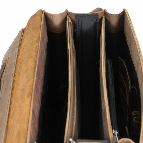 Plevier Retro Zeppelin Vintage Laptop Aktetas 3-Vaks 17.3" Brown 7 Plevier Retro Zeppelin Vintage Laptop Aktetas 3-Vaks 17.3" Brown - Afbeelding 5