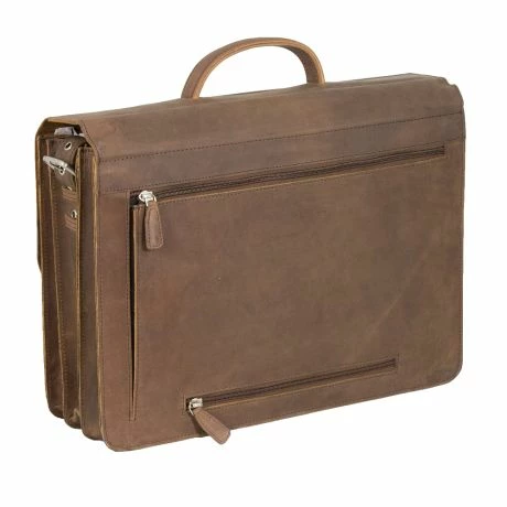 Plevier Retro Zeppelin Vintage Laptop Aktetas 3-Vaks 17.3" Brown 5 Plevier Retro Zeppelin Vintage Laptop Aktetas 3-Vaks 17.3" Brown - Afbeelding 3