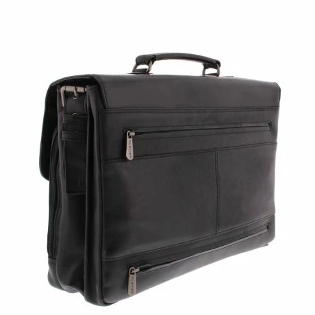 Plevier Morse Leren Aktentas 2-Vaks 15.6" Zwart 5 Plevier Morse Leren Aktentas 2-Vaks 15.6" Zwart - Afbeelding 3