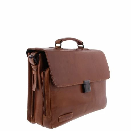 Plevier Morse Leren Aktentas 2-Vaks 15.6" Bruin 4 Plevier Morse Leren Aktentas 2-Vaks 15.6" Bruin - Afbeelding 2