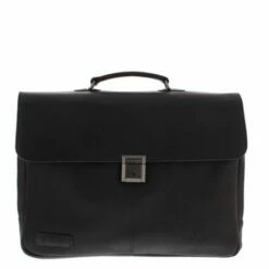 Plevier Decca Leren Aktentas 2-Vaks 17.3" Zwart