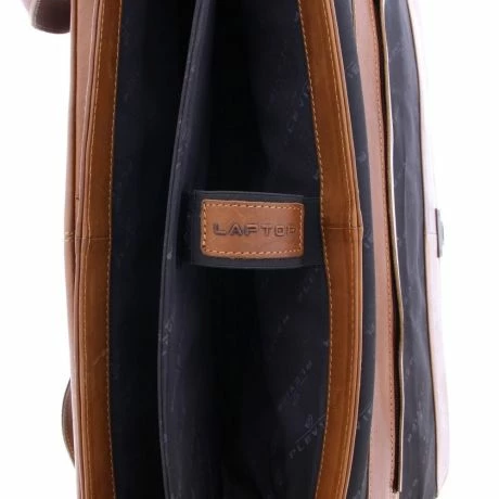 Plevier Decca Leren Aktentas 2-Vaks 17.3" Bruin 6 Plevier Decca Leren Aktentas 2-Vaks 17.3" Bruin - Afbeelding 4