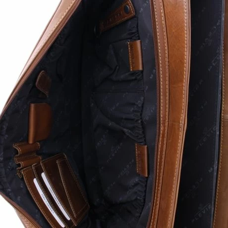 Plevier Decca Leren Aktentas 2-Vaks 17.3" Bruin 7 Plevier Decca Leren Aktentas 2-Vaks 17.3" Bruin - Afbeelding 5