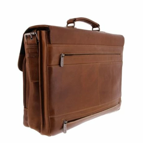 Plevier Decca Leren Aktentas 2-Vaks 17.3" Bruin 5 Plevier Decca Leren Aktentas 2-Vaks 17.3" Bruin - Afbeelding 3