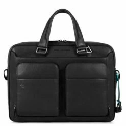 Piquadro Black Square Portfolio Computer Briefcase 15" Black