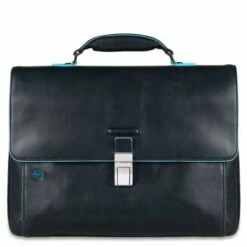 Piquadro Blue Square Expandable Computer Portfolio Briefcase 15" Night Blue