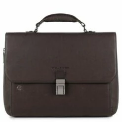 Piquadro Black Square Laptop 15"/ IPad 9.7" Expandable Briefcase CONNEQU Dark Brown