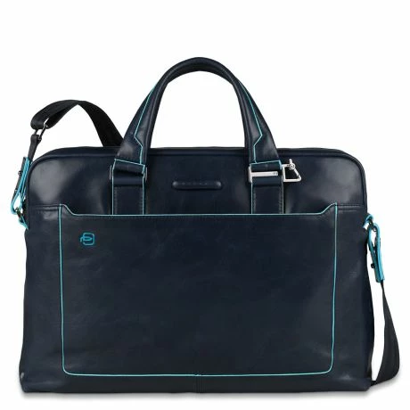 Piquadro Blue Square Double Handle Computer Portfolio Briefcase 14" Night Blue 3 Piquadro Blue Square Double Handle Computer Portfolio Briefcase 14" Night Blue
