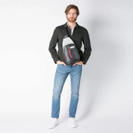 Piquadro Urban Mono Sling Bag Black/Grey 6 Piquadro Urban Mono Sling Bag Black/Grey - Afbeelding 4