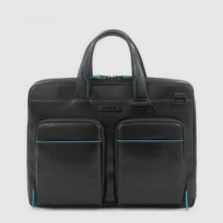 Piquadro Blue Square Revamp Slim Computer Bag 14'' Black