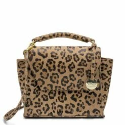 MOSZ Handtas Phoebe Cheeta Brown Shiny Light Gold