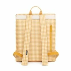 Lefrik Handy Backpack Mini Printed Vichy Mustard -NL Rugzak Verkoopwinkel handy mini vichy mustard trasera