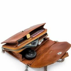 MOSZ Krisbag Telefoontasje Vintage Cognac -NL Rugzak Verkoopwinkel krisbag vintage cognac binnenkant