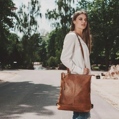 Chesterfield Chelsea Rugzak / Schouder Shopper 14" Cognac 5 Chesterfield Chelsea Rugzak / Schouder Shopper 14" Cognac - Afbeelding 3