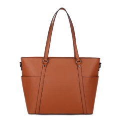 Pulcher London Schoudertas 14" Cognac -NL Rugzak Verkoopwinkel p 331 kleur cognac achterkant