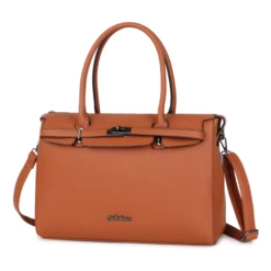 Pulcher Paris Schoudertas 15.6" Cognac -NL Rugzak Verkoopwinkel p 511 kleur cognac zijkant