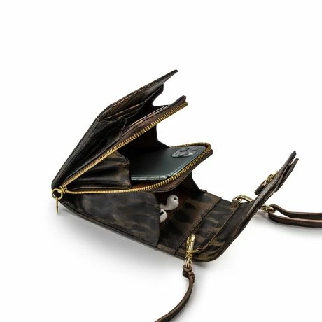 MOSZ Telefoontasje Leopard Gold Shiny Light Gold 5 MOSZ Telefoontasje Leopard Gold Shiny Light Gold - Afbeelding 3