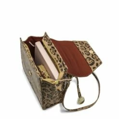 MOSZ Handtas Phoebe Cheeta Brown Shiny Light Gold -NL Rugzak Verkoopwinkel phoebe handbag cheatah binnenkant