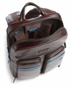 Piquadro Blue Square Laptop Backpack 13.3" IPad Pro 9.7" / IPad 11" Mahogany Brown