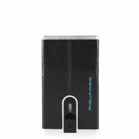 Piquadro Blue Square Creditcard Case With Sliding System Black 3 Piquadro Blue Square Creditcard Case With Sliding System Black
