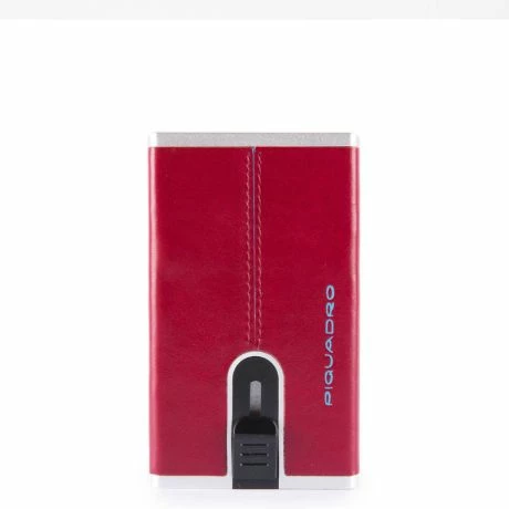 Piquadro Blue Square Creditcard Case With Sliding System Red 3 Piquadro Blue Square Creditcard Case With Sliding System Red