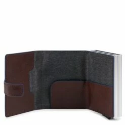 Piquadro Blue Square Double Credit Card Case With Sliding System Dark Brown -NL Rugzak Verkoopwinkel pp5472b2sr tm dett1