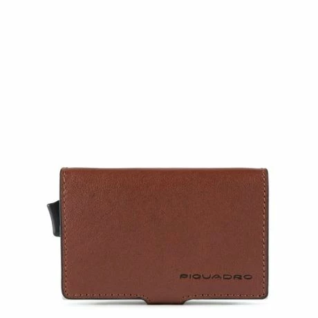 Piquadro Black Square Double Creditcard Case With Sliding System Tobacco Leather 3 Piquadro Black Square Double Creditcard Case With Sliding System Tobacco Leather