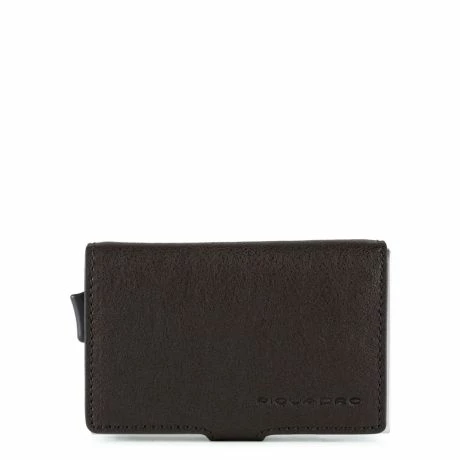Piquadro Black Square Double Creditcard Case With Sliding System Dark Brown 3 Piquadro Black Square Double Creditcard Case With Sliding System Dark Brown