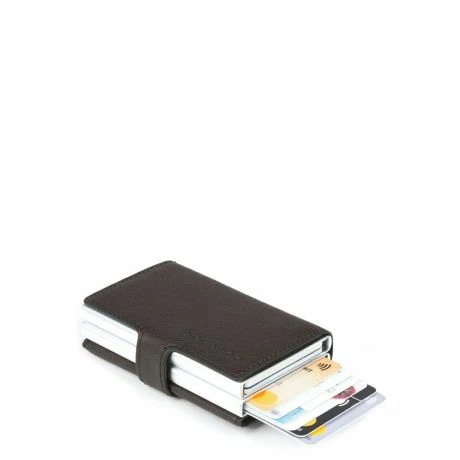 Piquadro Black Square Double Creditcard Case With Sliding System Dark Brown 4 Piquadro Black Square Double Creditcard Case With Sliding System Dark Brown - Afbeelding 2