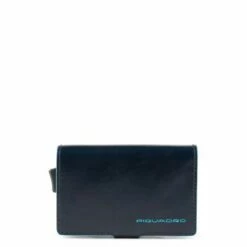 Piquadro Blue Square Credit Card Holder Case Dark Blue