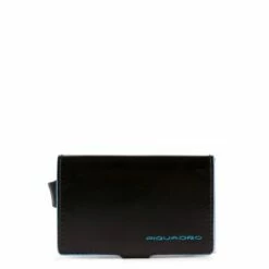 Piquadro Blue Square Credit Card Holder Case Black