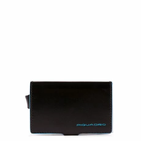 Piquadro Blue Square Credit Card Holder Case Black 3 Piquadro Blue Square Credit Card Holder Case Black