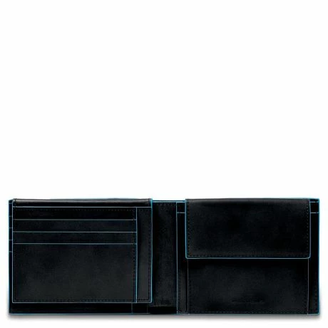 Piquadro Blue Square Men's Wallet With Flip Up With ID/Coin Pocket Black 3 Piquadro Blue Square Men's Wallet With Flip Up With ID/Coin Pocket Black